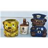 Image 2 : Three Ceramic Items: Police Bear Cookie Jar, Lion Planter, and Browns Port Jug