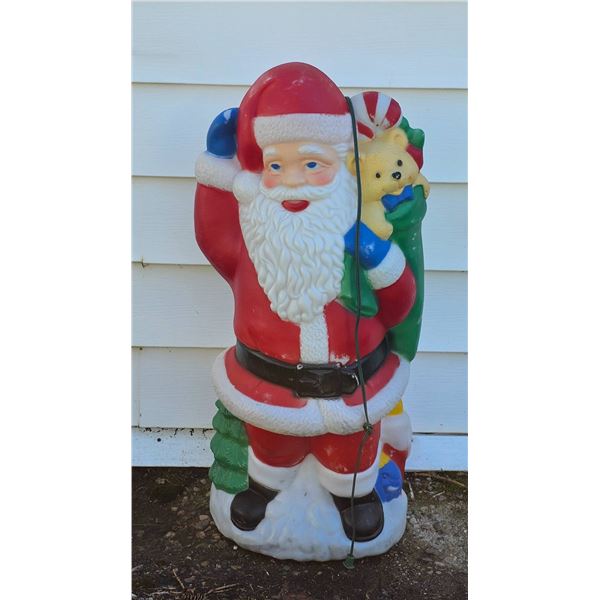 Vintage Blow Mold Illuminated Plastic Santa Claus Holiday Yard Decoration