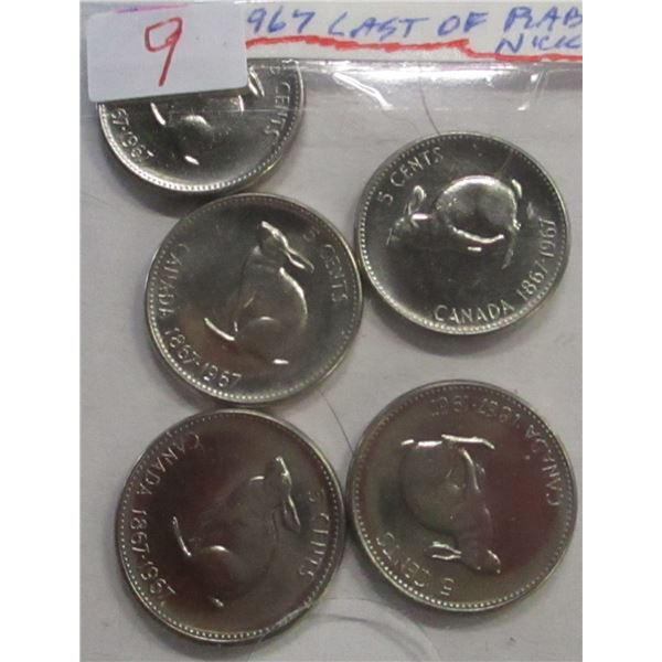 5 - 1967 LAST OF CANADA RABBIT NICKELS