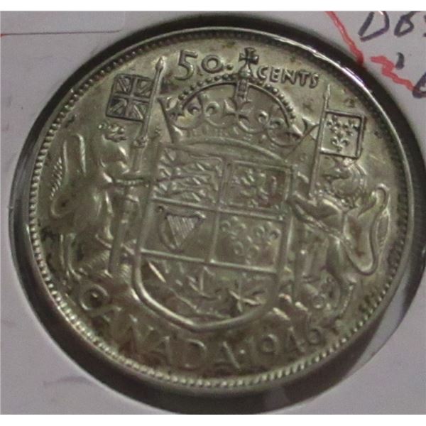 1946 (DESIGN "6") CANADA SILVER HALF DOLLAR