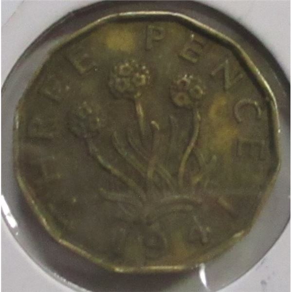 1941 WORLD WAR I KING GEORGE VI 3 PENCE