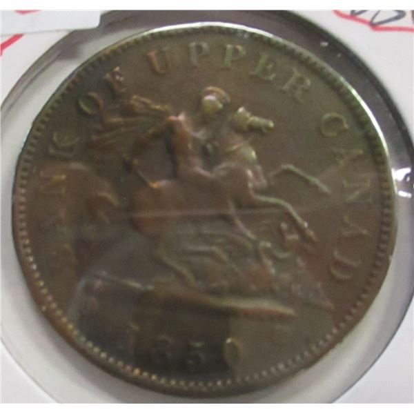 1850 PROVINCE OF CANADA LARGE PENNY TOKEN