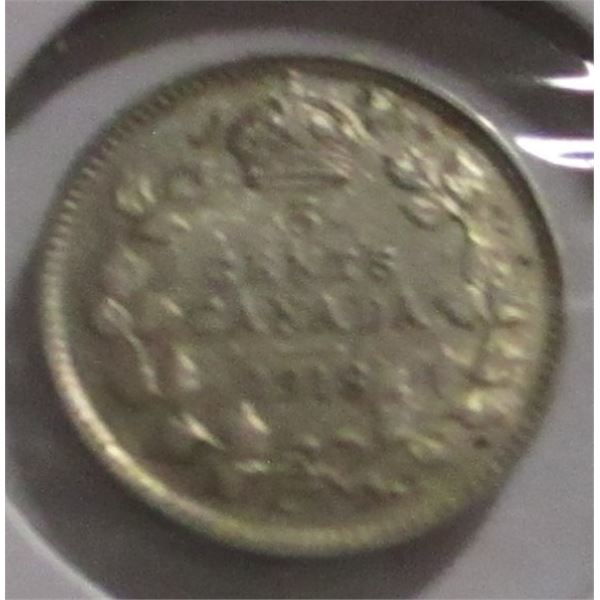 1918 CANADA KING GEORGE V SILVER FIVE CENT