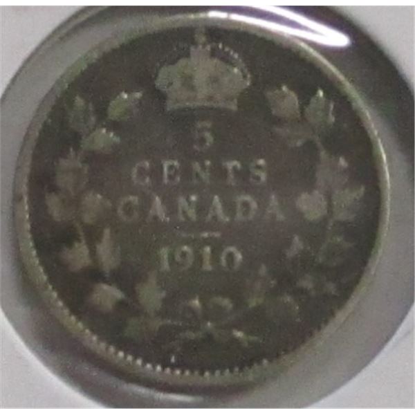 1910 CANADA KING EDWARD VII SILVER FIVE CENT