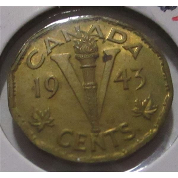 1943 WORLD WAR VICTORY TOMBAC NICKEL