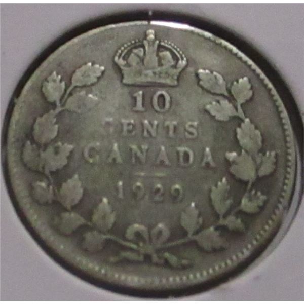 1929 CANADA KING GEORGE V SILVER DIME