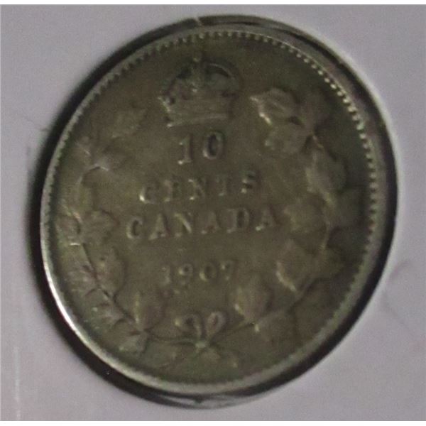 1907 CANADA KING EDWARD VII SILVER DIME