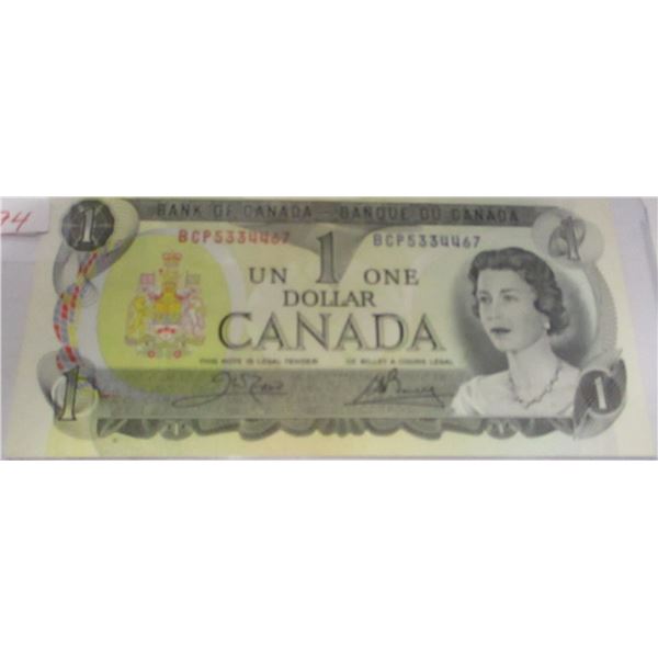 1973 CRISP UNCIRCULAED LAST OF CANADA $1 BILL