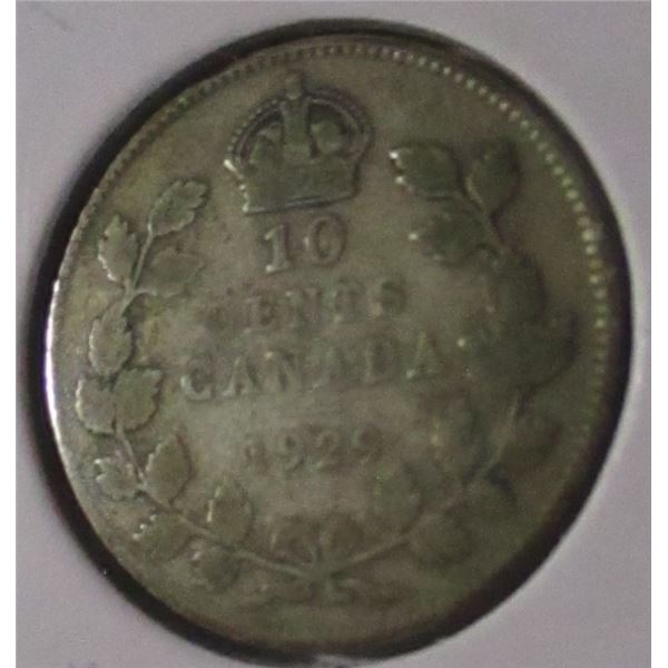 1929 CANADA KING GEORGE V SILVER DIME