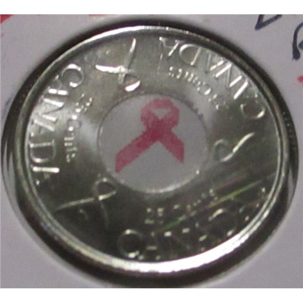 2006 PROOF LIKE CURE FOR CANCER PINK RIBBON CANADA QUARTER