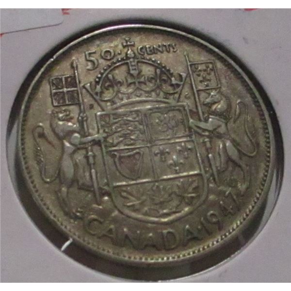1947 (STRAIGHT "7") CANADA SILVER HALF DOLLAR