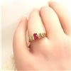 Image 11 : 14K Yellow Gold Ruby & Diamond Terraced Band -Ring