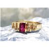 Image 1 : 14K Yellow Gold Ruby & Diamond Terraced Band -Ring