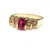 Image 4 : 14K Yellow Gold Ruby & Diamond Terraced Band -Ring
