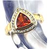 Image 1 : Trilliant-Cut Fire Opal with Diamond Halo Ring
