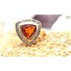 Image 3 : Trilliant-Cut Fire Opal with Diamond Halo Ring