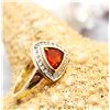 Image 5 : Trilliant-Cut Fire Opal with Diamond Halo Ring