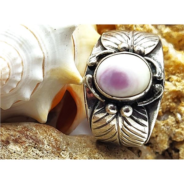 Calvin Mariano Navajo Man's Shiva-Shell Ring .925