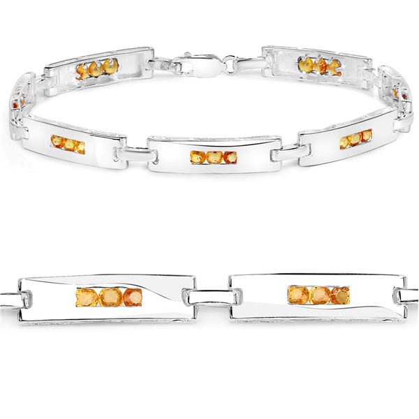 Unisex 2.52 CTW Yellow Sapphire Bracelet .925