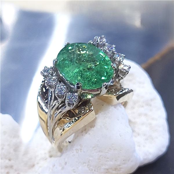 Natural Tsavorite and White Sapphire Ring