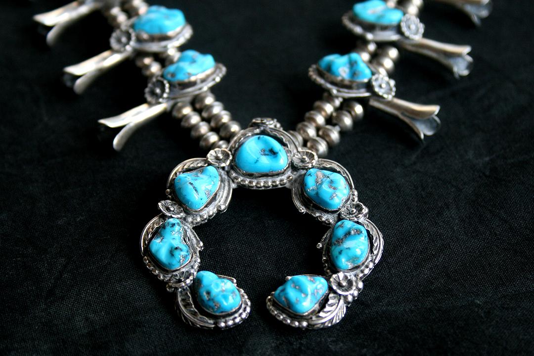 Vintage Navajo Squash Blossom Necklace