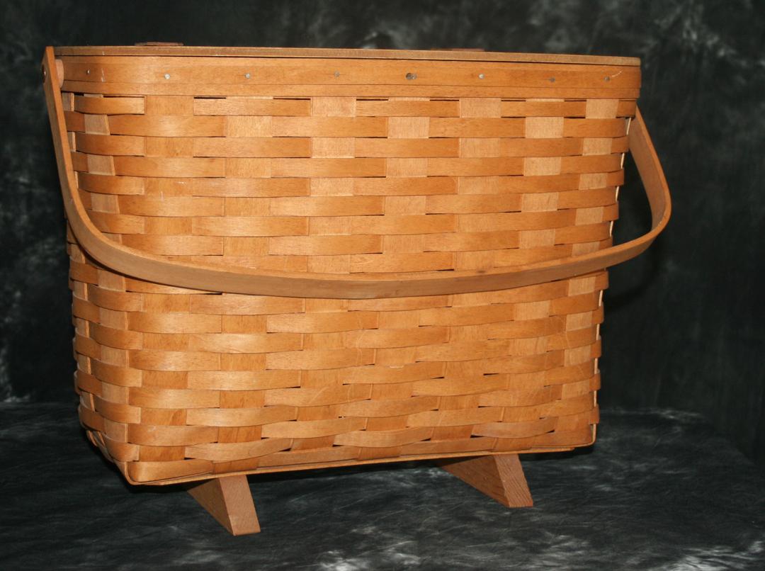 Longaberger Footed Magazine Basket, Signed