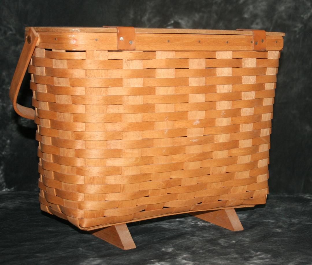 Longaberger Footed Magazine Basket, Signed