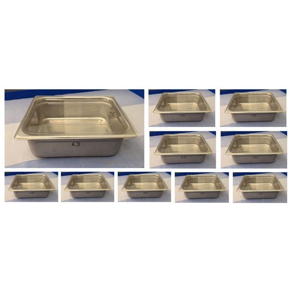 Qty 10 Stainless Steel Food Storage Pans w/ Clear Lids