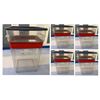 Image 1 : Qty 5 Clear Buckets w/ Blue Lids