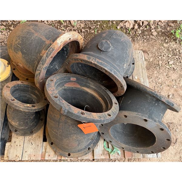 Qty 5 Ductile Iron Pipe Fittings, Misc Sizes