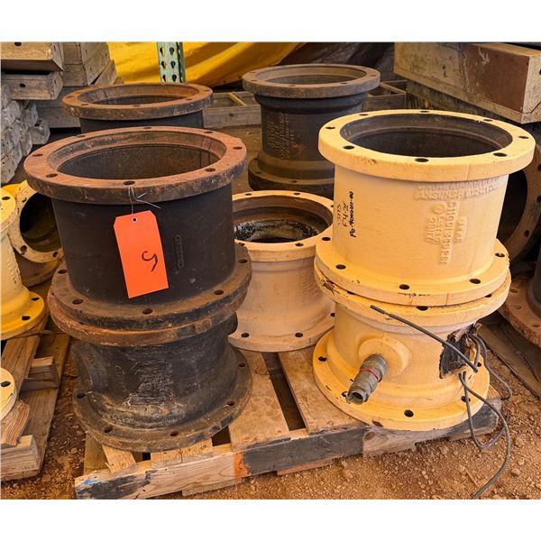 Qty 9 Ductile Iron Pipe Fittings, Misc Sizes