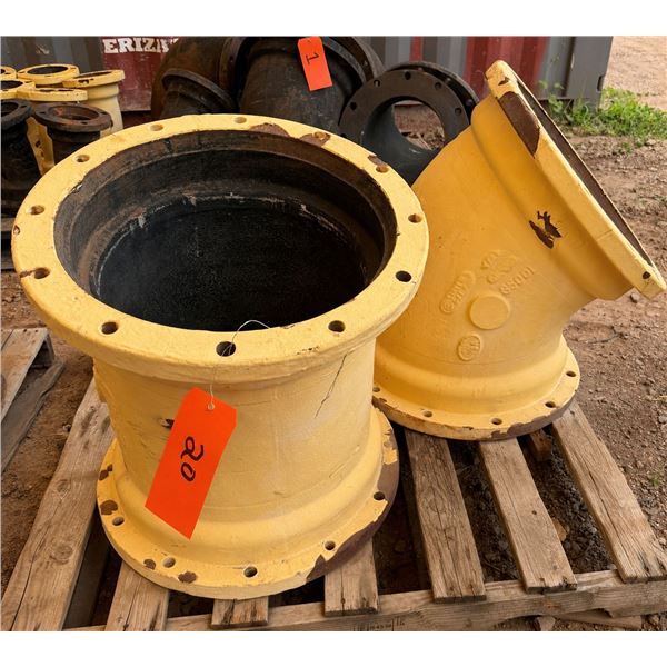 Qty 2 Ductile Iron Pipe Fittings, Misc Sizes
