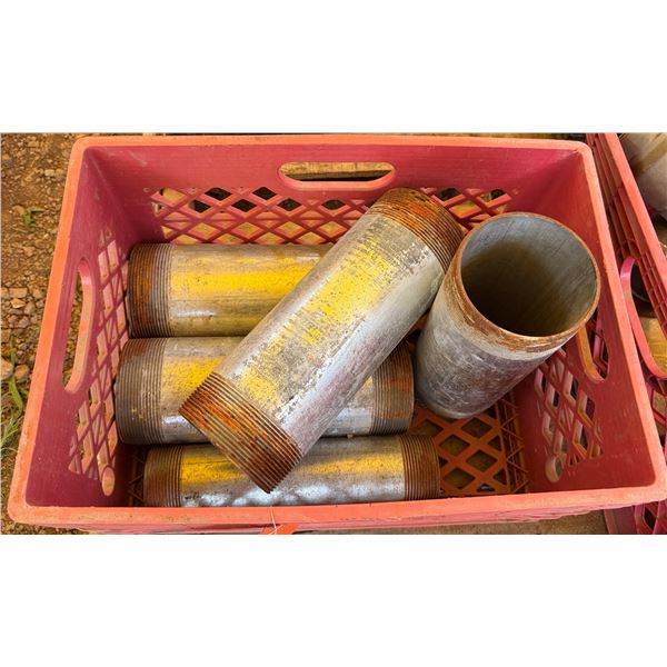 Qty 6 Galvanized Nipples Threaded, Misc Sizes