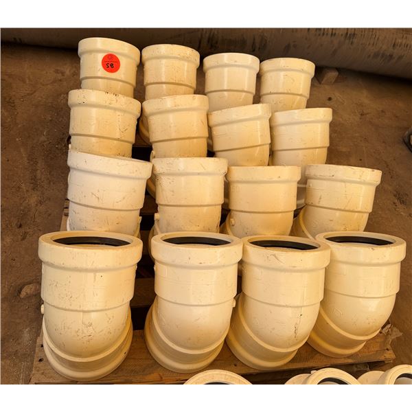 Qty 16 White 45-Degree 6" Sewer & Drain Elbow Fittings