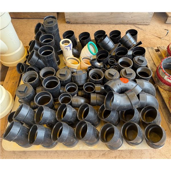 Multiple Black ABS Couplings, Pipe Fittings, Caps, etc, Misc Sizes