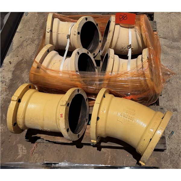 Multiple Ductile Iron 45's & 22's Pipe Fittings, Misc Sizes