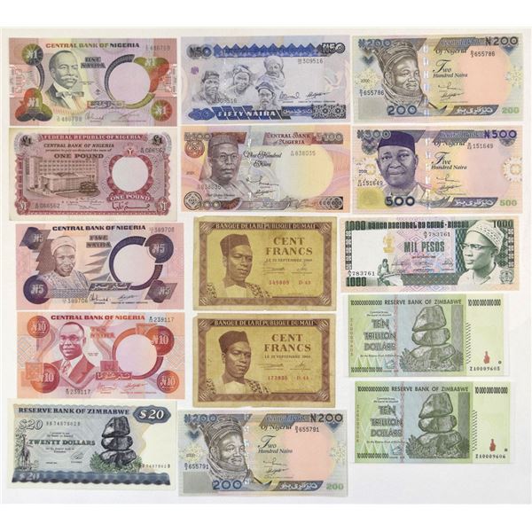 Africa. African Issued Banknote Assortment, 1960 to 2008.