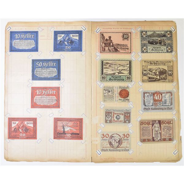 Austria. Notgeld Album Collection, 1918 to 1923, Municipal Emergency Currency Assortment