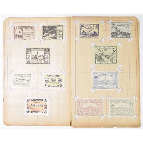 Austria. Notgeld Album Pages, 1919 to 1922, Municipal Emergency Currency Collection