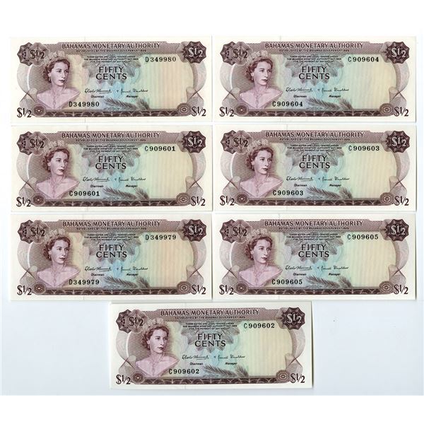 Bahamas. Bahamas Monetary Authority, L.1968, Issued Banknote Assortment.