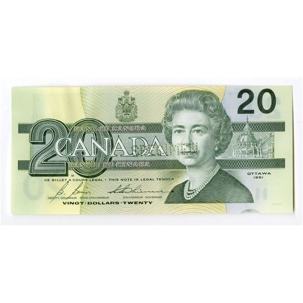Bank of Canada, 1991, $20, "Printers Essay" DuraNote Polymer Paper Banknote. Canada. Bank of Canada,