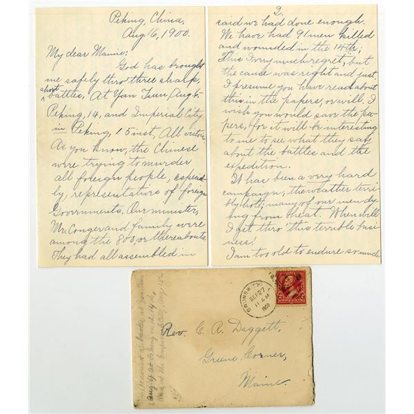China, Boxer Rebellion, ca.1900, Transcribed Letter from Aaron Simon Daggett Describing Battles at P