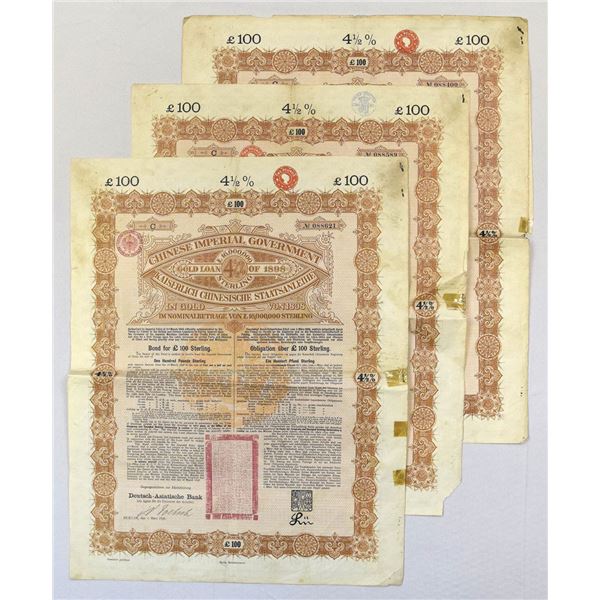 China. Chinese Imperial Government Kaiserlich Chinesische S.A., 1898 Issued Bond Duo.