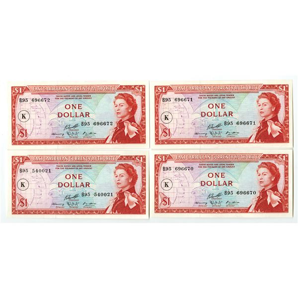 East Caribbean States. East Caribbean Currency Authority, ND (1965), Issued Banknote Quartet.
