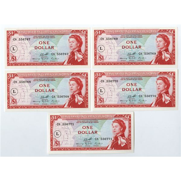 East Caribbean States. East Caribbean Currency Authority, ND (1965), Sequential Issued Banknote Asso