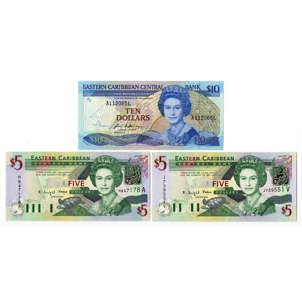 East Caribbean States. Eastern Caribbean Central Bank, ND (1985 to 1983), Issued Banknote Trio.