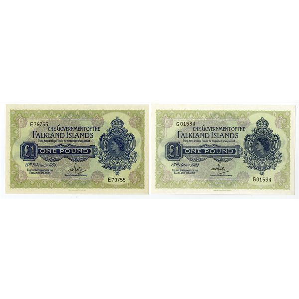 Falkland Islands. Government of the Falkland Islands, 1974 & 1982, Issued Banknote Pair.