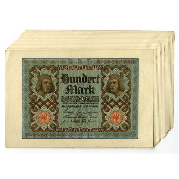 Germany. Reichsbanknote, 1920, Issued Banknote Assortment.