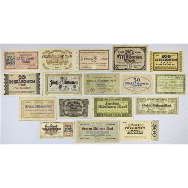 Germany. Hyperinflation Notgeld, 1923, Issued Assortment.