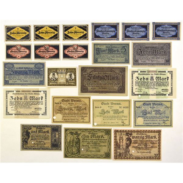 Germany. Mixed City Notgeld Banknote Assortment, 1918 to 1919.